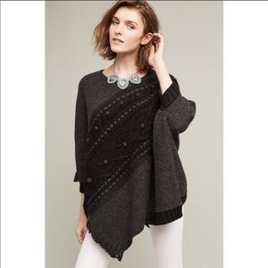 Anthropologie Sleeping On Snow Poncho Sweater Grey